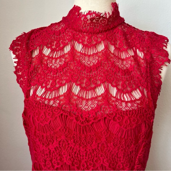 NWT Free People Red Lace Dress - Picture 4 of 13